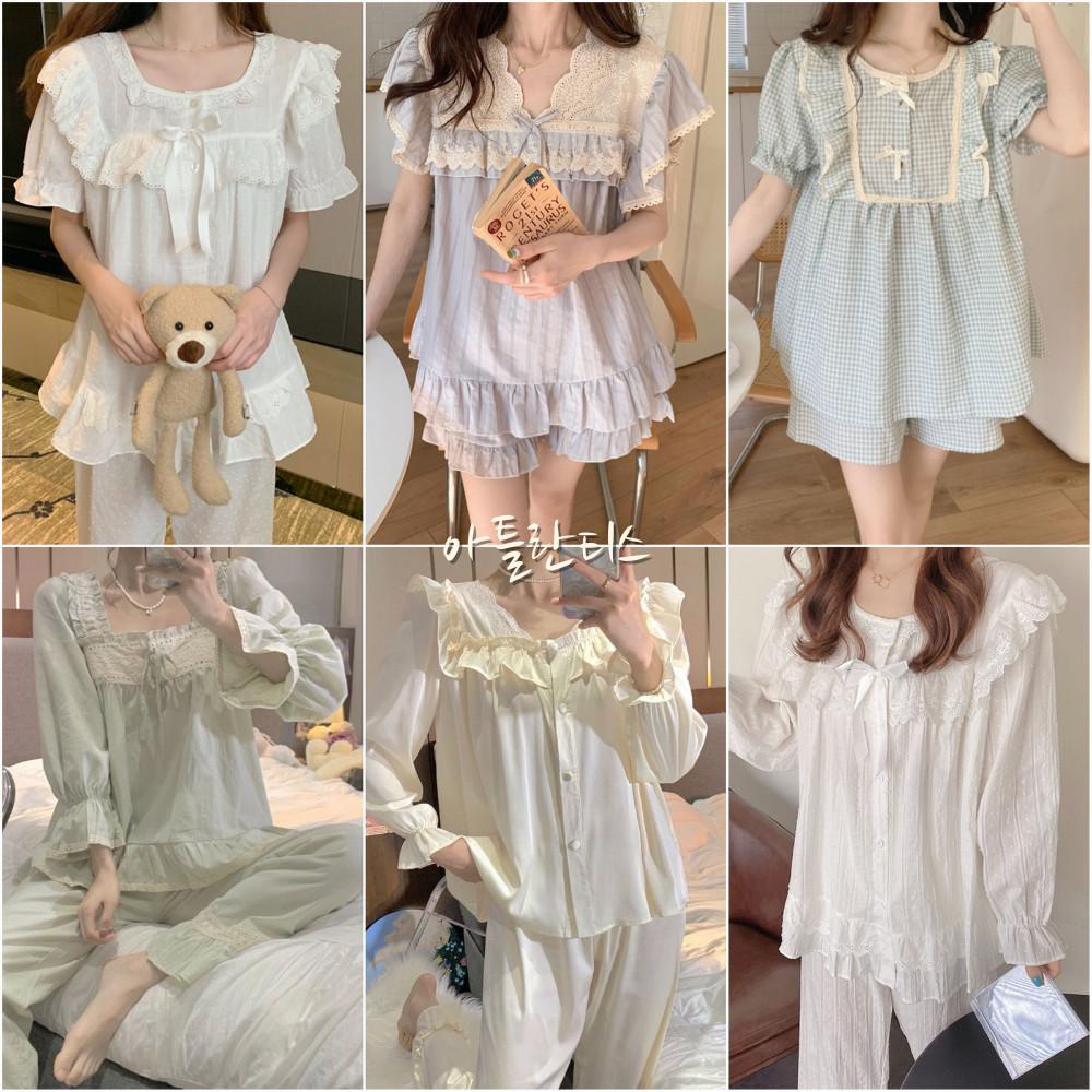 리본 레이스 공주잠옷 순면 여성잠옷 여름 파자마