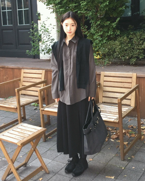 [데이빈made🩶] 차브 고밀도 플리츠 롱 스커트 + 버클 벨트 set