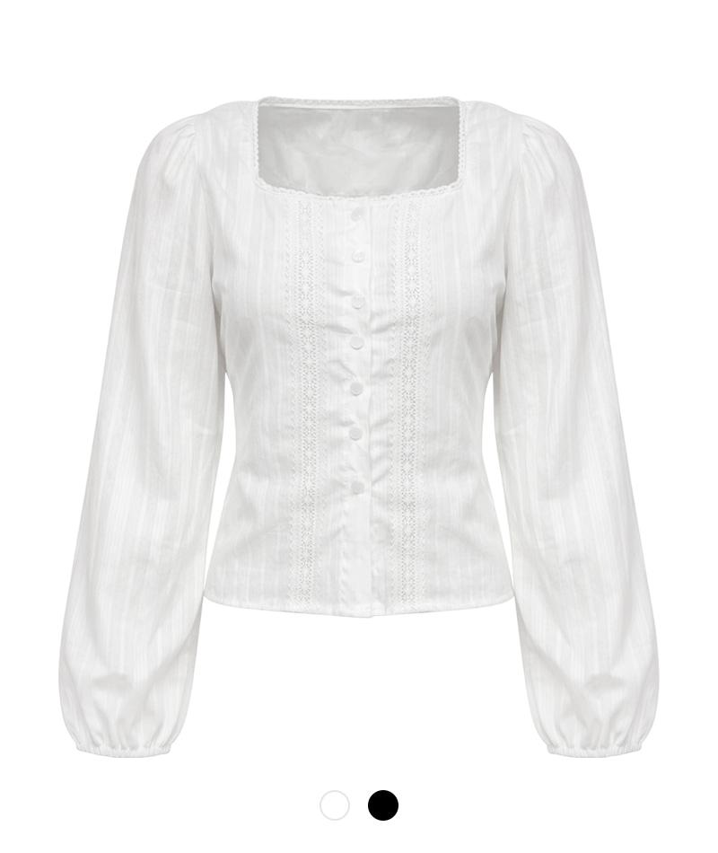 멜로우 퍼프 레이스 블라우스