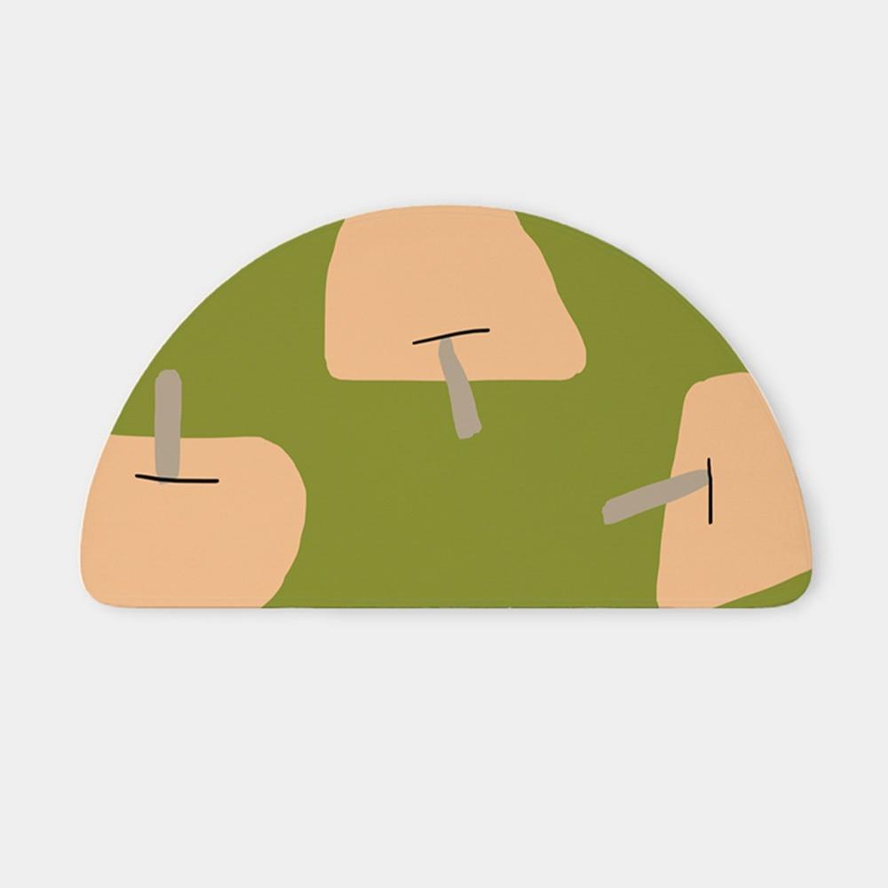 그린 애플햇 드로잉 반달 발매트