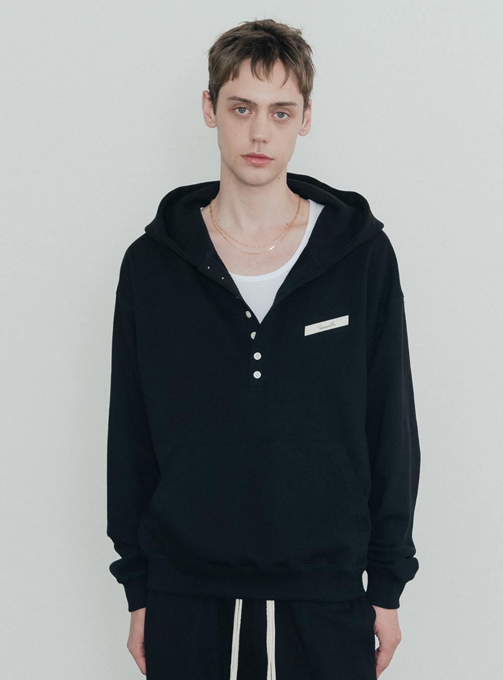 테일러 코튼 스웻 후드 티셔츠 블랙