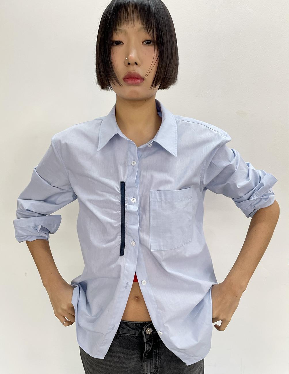 Banding ex shirt in blue micro stripe