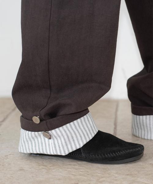 WIDE CUFFS COTTON PANTS (BROWN)