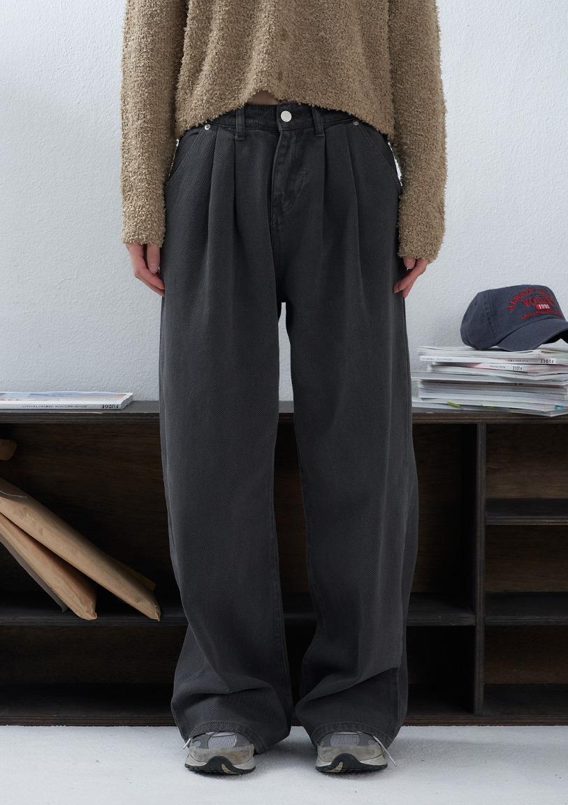 코튼 핀턱 팬츠