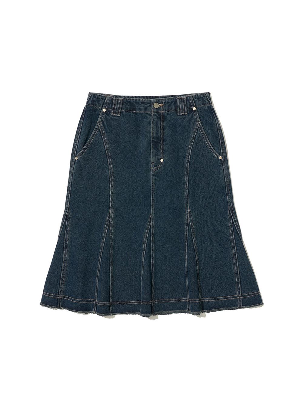 [REFURB] [WOMEN] WASHED GORED FLARE SKIRT_DEEP NAVY