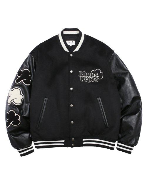 PHYPS® MONDAY ROUTINE WOOL VARSITY JACKET BLACK