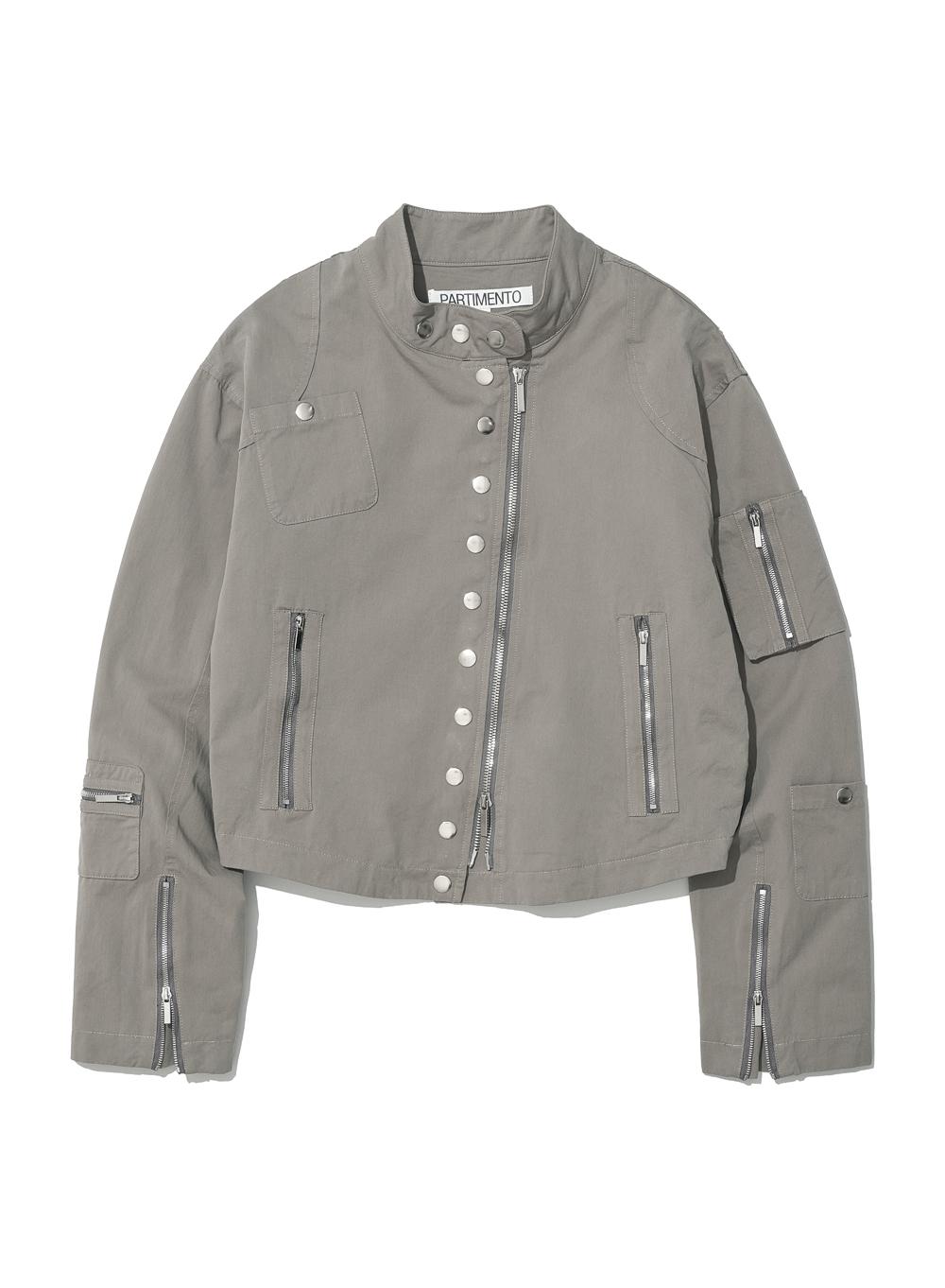 [WOMEN] LIGHT COTTON BIKER JACKET_BEIGE