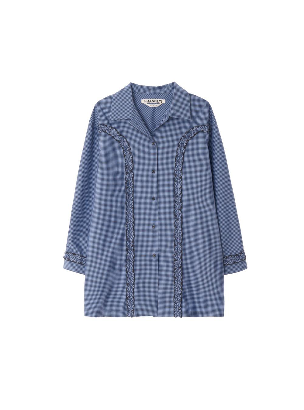 Ruffle Pajama Long Shirts, Blue