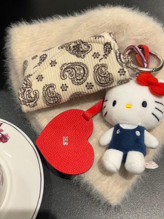 Paisley Corduroy Ring Mini Wallet_Ivory