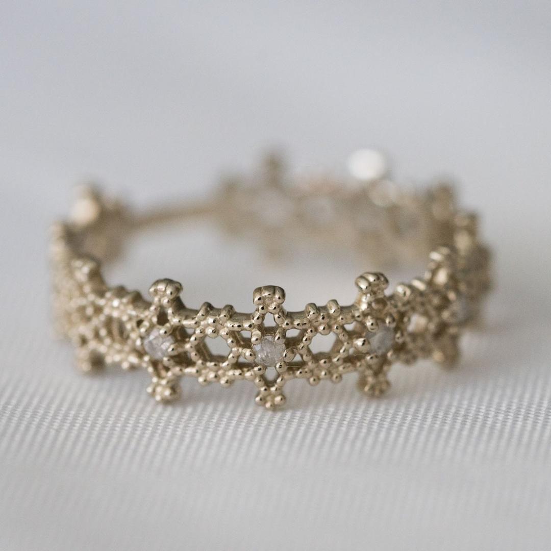 레이스 앤틱 그레이 다이아 반지