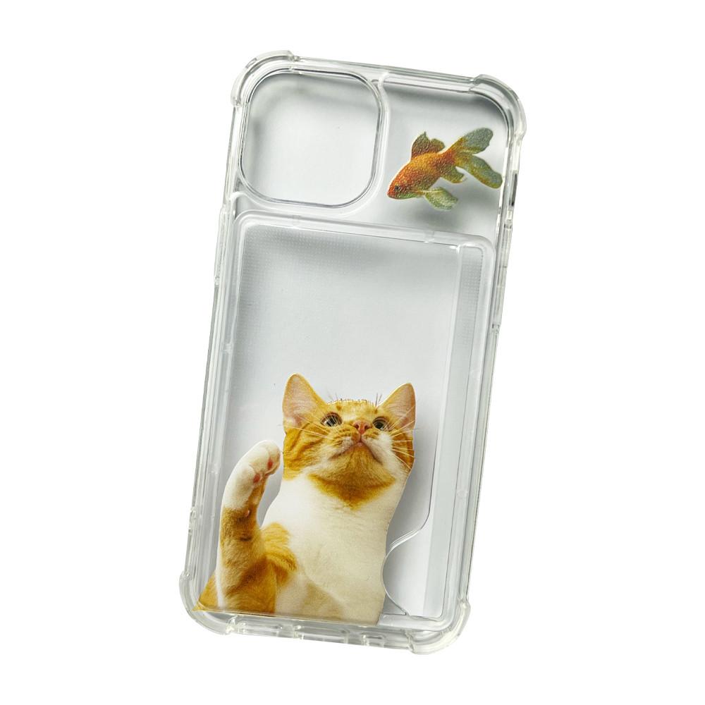 아이폰 고양이 금붕어 탱크 젤 하드 카드 케이스