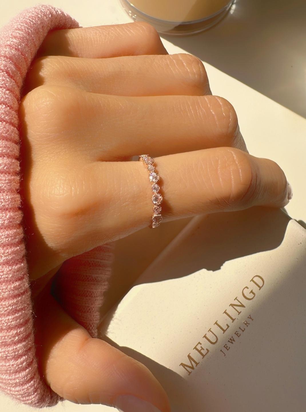 14k 다이아 드포 큐빅 반지 로즈골드