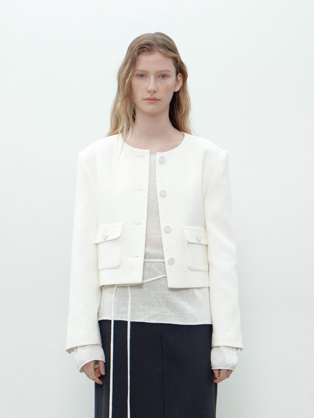 POCKET TWEED JACKET (IVORY)