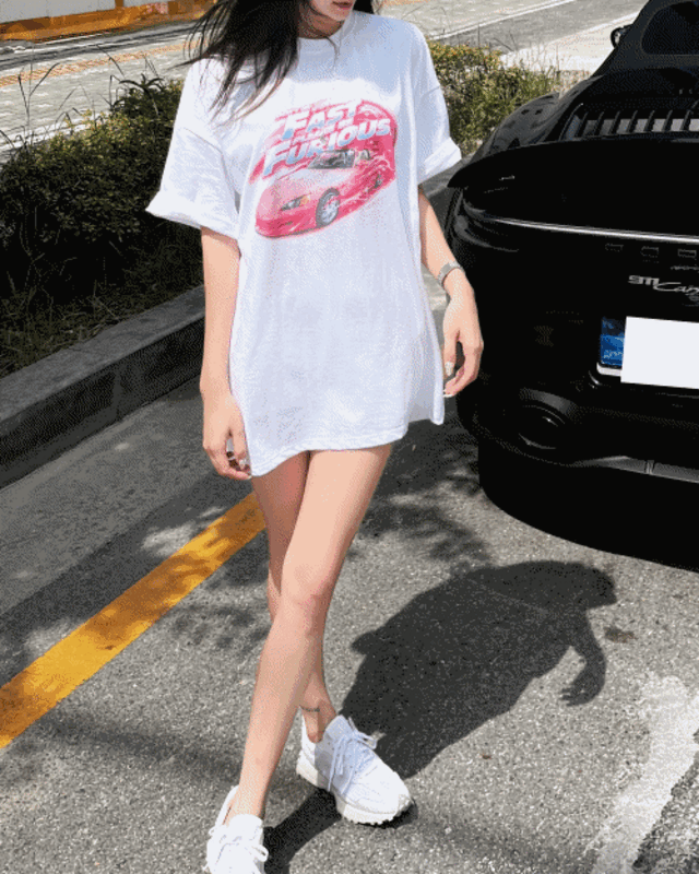 [남여공용]패스트 핑크 프린팅 루즈핏 반팔티 박스티/2color