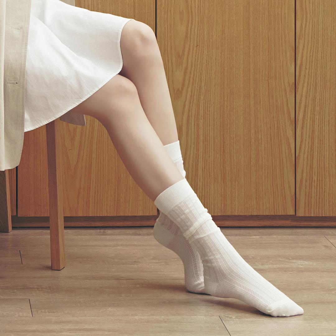 [베스트15 1+1] [25SS신상] [비아리츠] 베리 시스루 골지 니삭스 4color