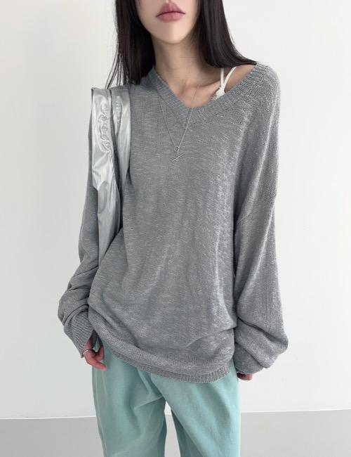 summer boucle V boxy knit