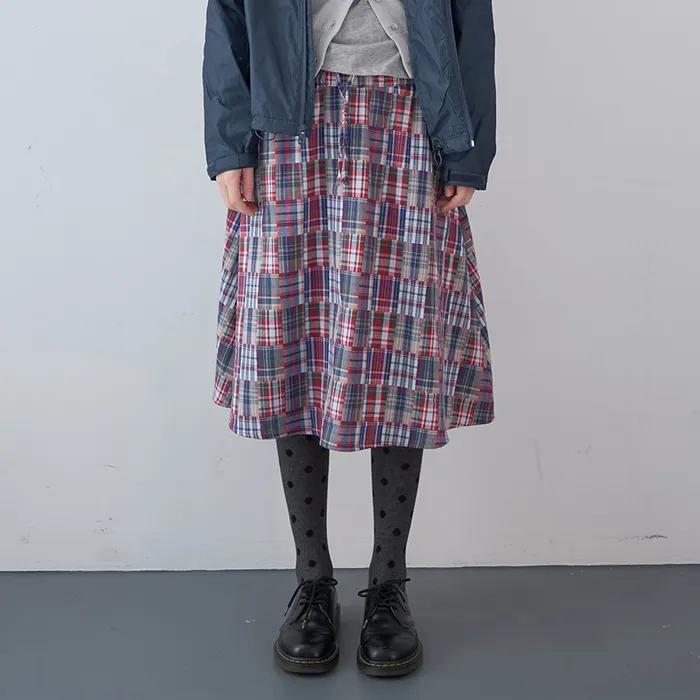 [3/19(목) 예약배송] 믹스 체크 밴딩 스커트 (Red)