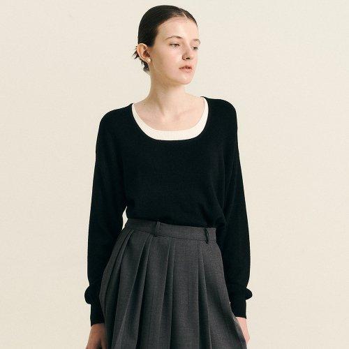 웬스데이딜라잇(WEDNESDAY DELIGHT)  WD_Fake layered kint_BLACK - 사이즈 & 후기 | 무신사