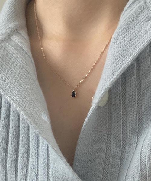 레브드제이 (SALE)(silver925) 미니 물방울 원석 목걸이 *5color