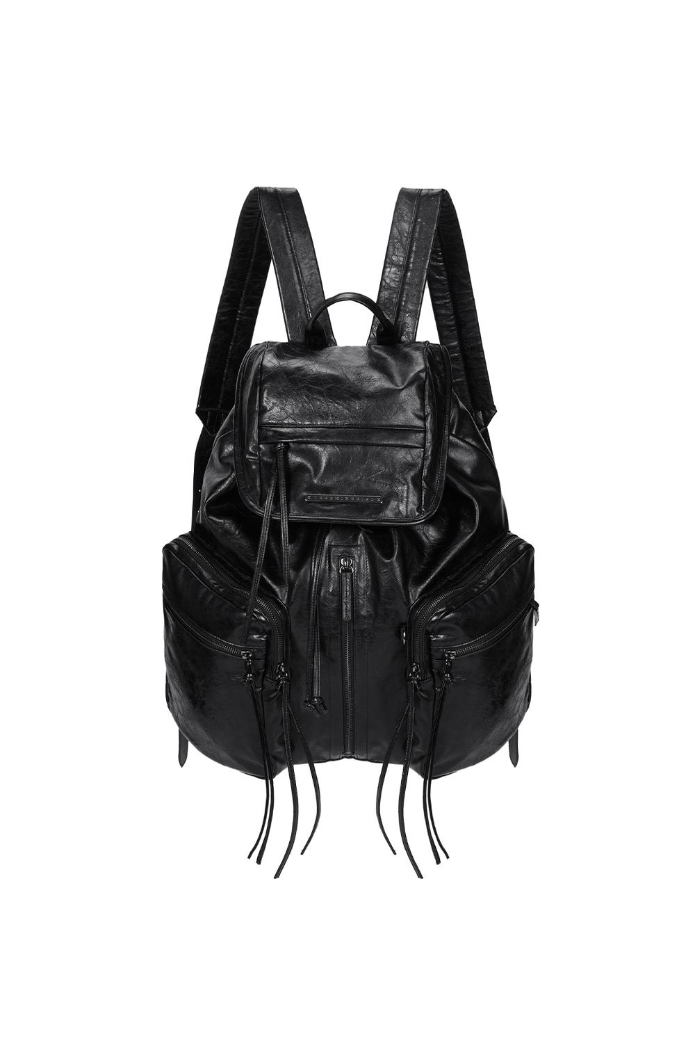 Zipper Finishing Flap Big Back Pack [ Black ]