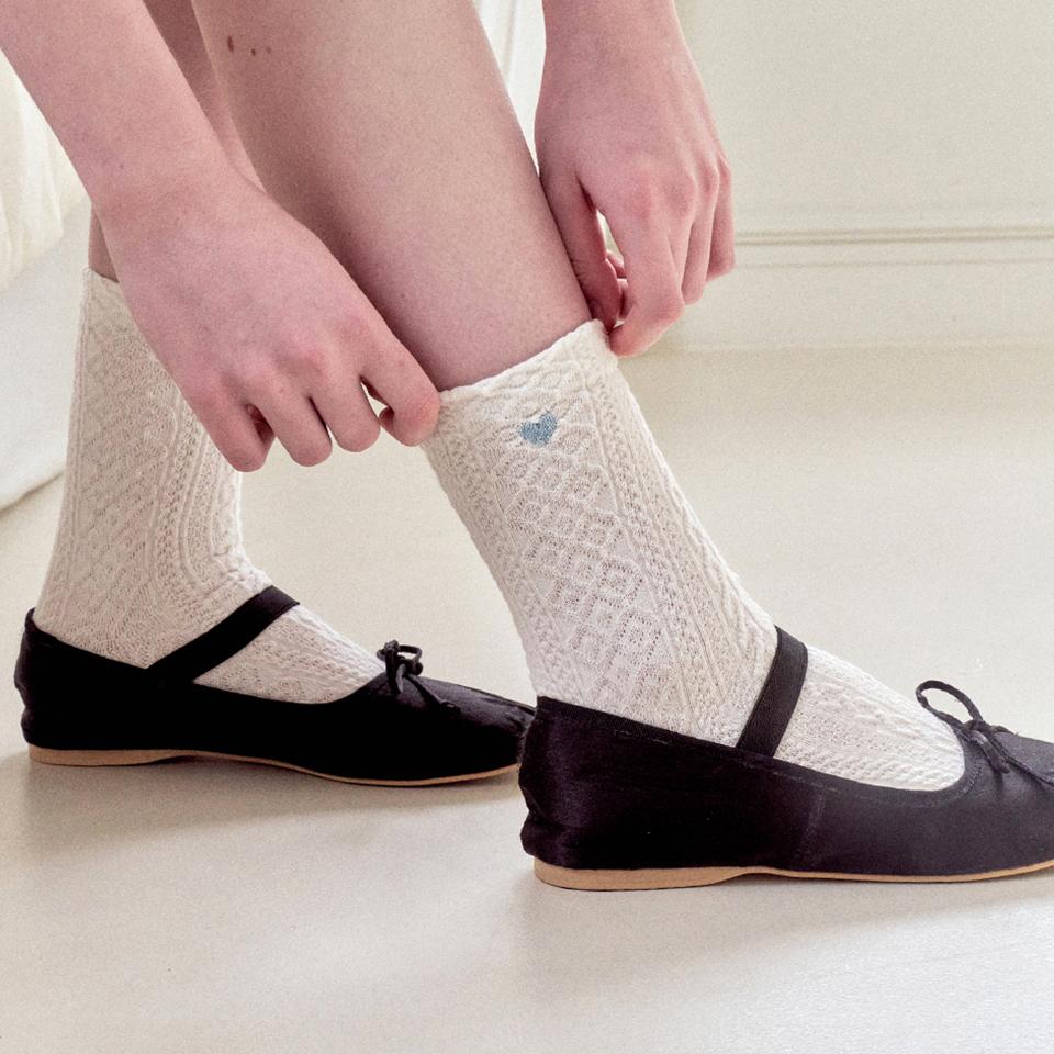 marshmallow socks_blue 자수 양말