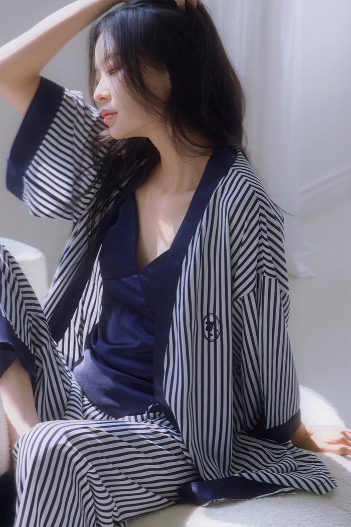 [new] [SET] Elly robe+top+pants navy