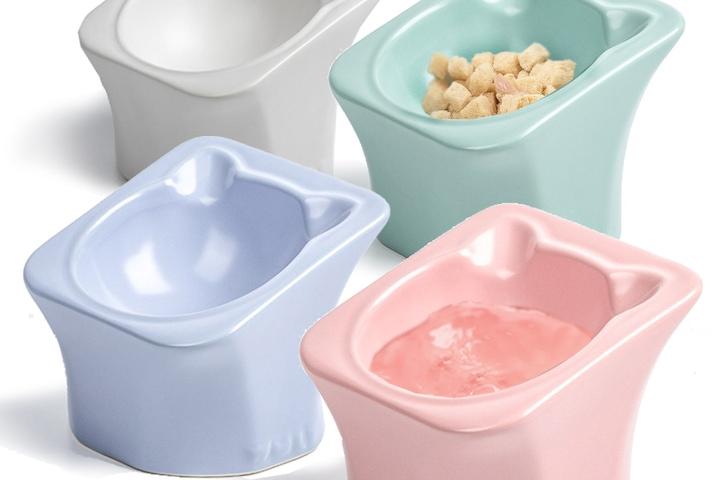 고양이 파스텔 도자기식기 밥그릇 4colors