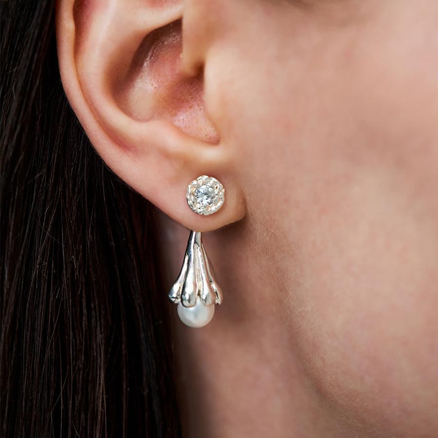 벨벳진주 천연석 귀걸이