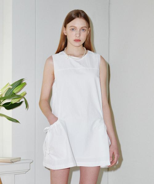 포켓 스트링 원피스 화이트