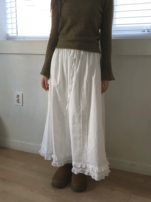 아이비 프릴 롱스커트 (1color)