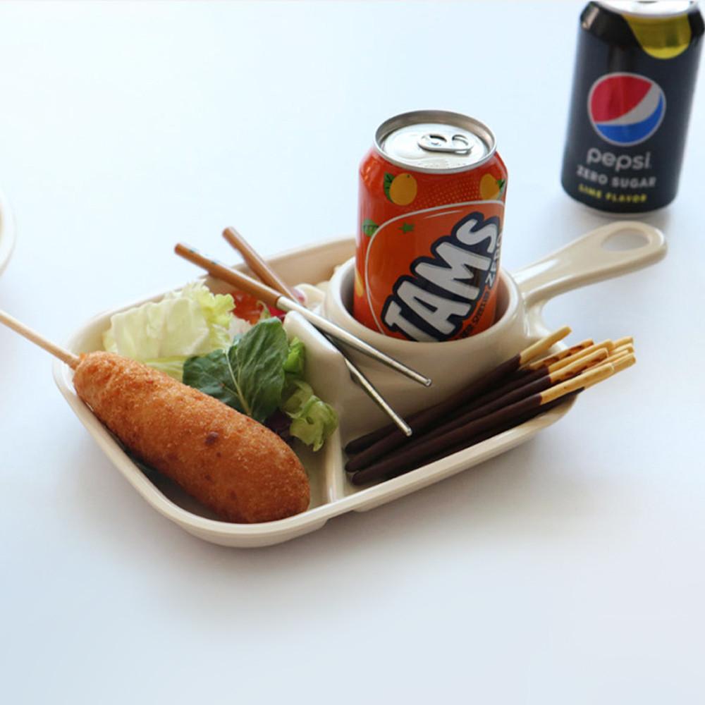 [업체배송] 다용도 손잡이 식판 (원형3칸 1p+원형3칸 1p)