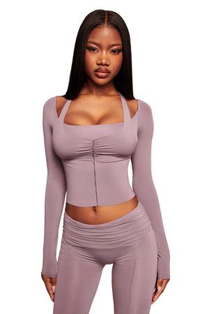 NERINA LONG SLEEVE TOP - DUSTY LILAC