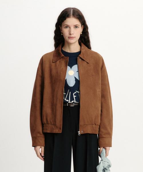 스웨이드 카라 블루종 브라운