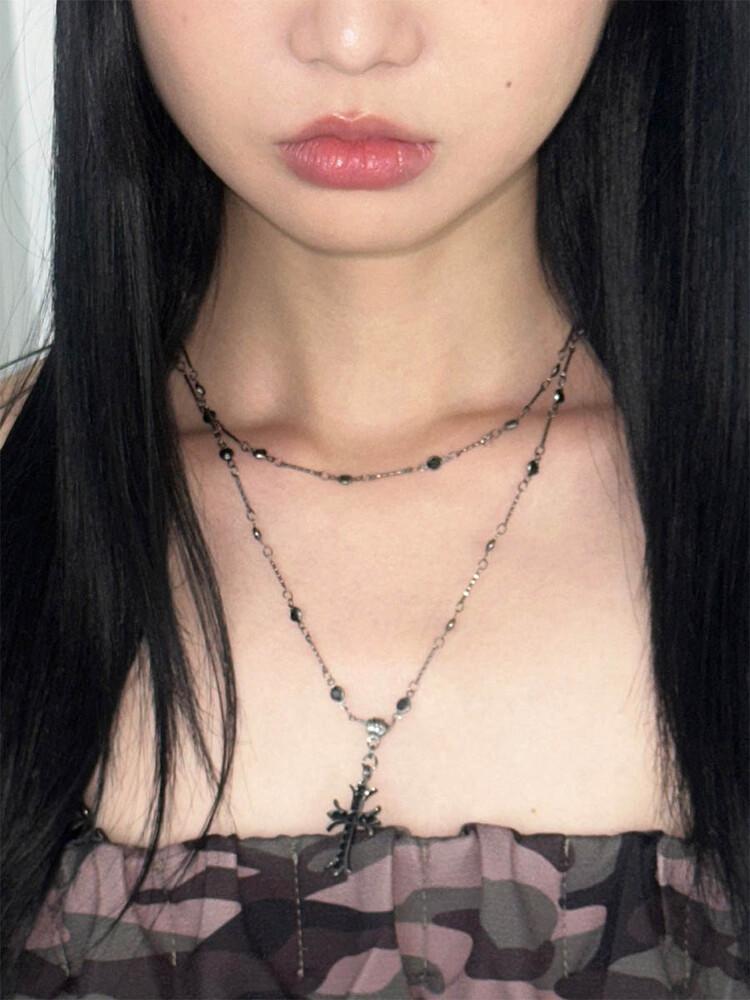 사토미라디오 Cross layered necklace