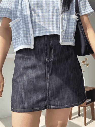 538  A라인 미니스커트 데님 치마  [2color/S-2XL]