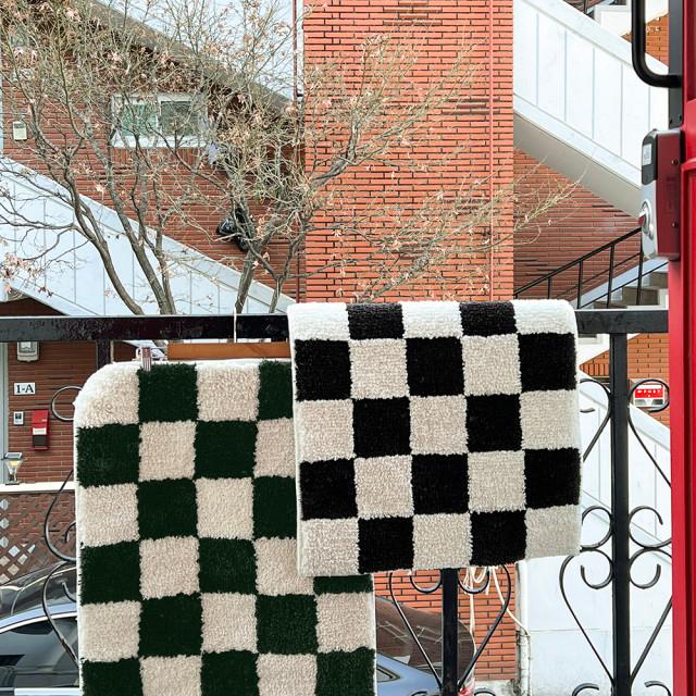 노미아 체커보드 러그 4color 체크러그 욕실 매트 주방 패턴 현관 주방 화장실 미니