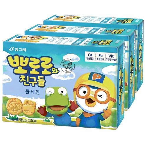 빙그레 뽀로로와 친구들 플레인 크래커, 65g, 3개 - 크래커 | 쿠팡