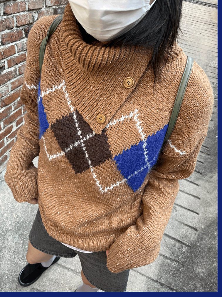 noa argyle turtle knit