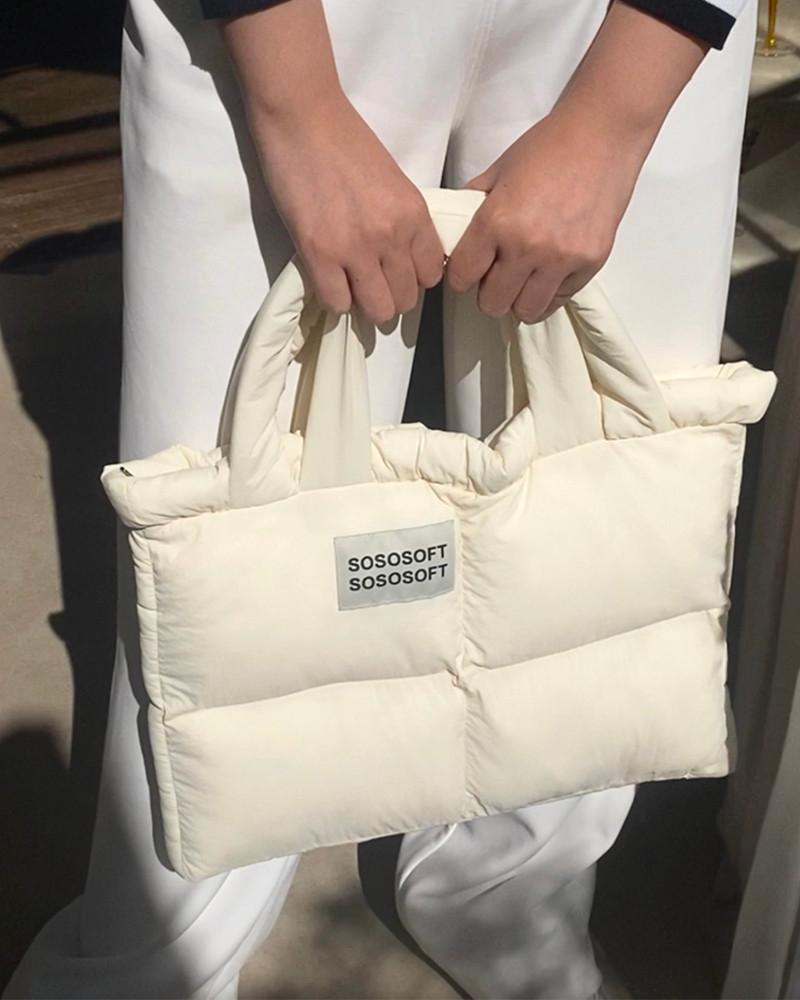 오브먼트 스퀘어 패딩 노트북가방 데일리 숄더백 파우치