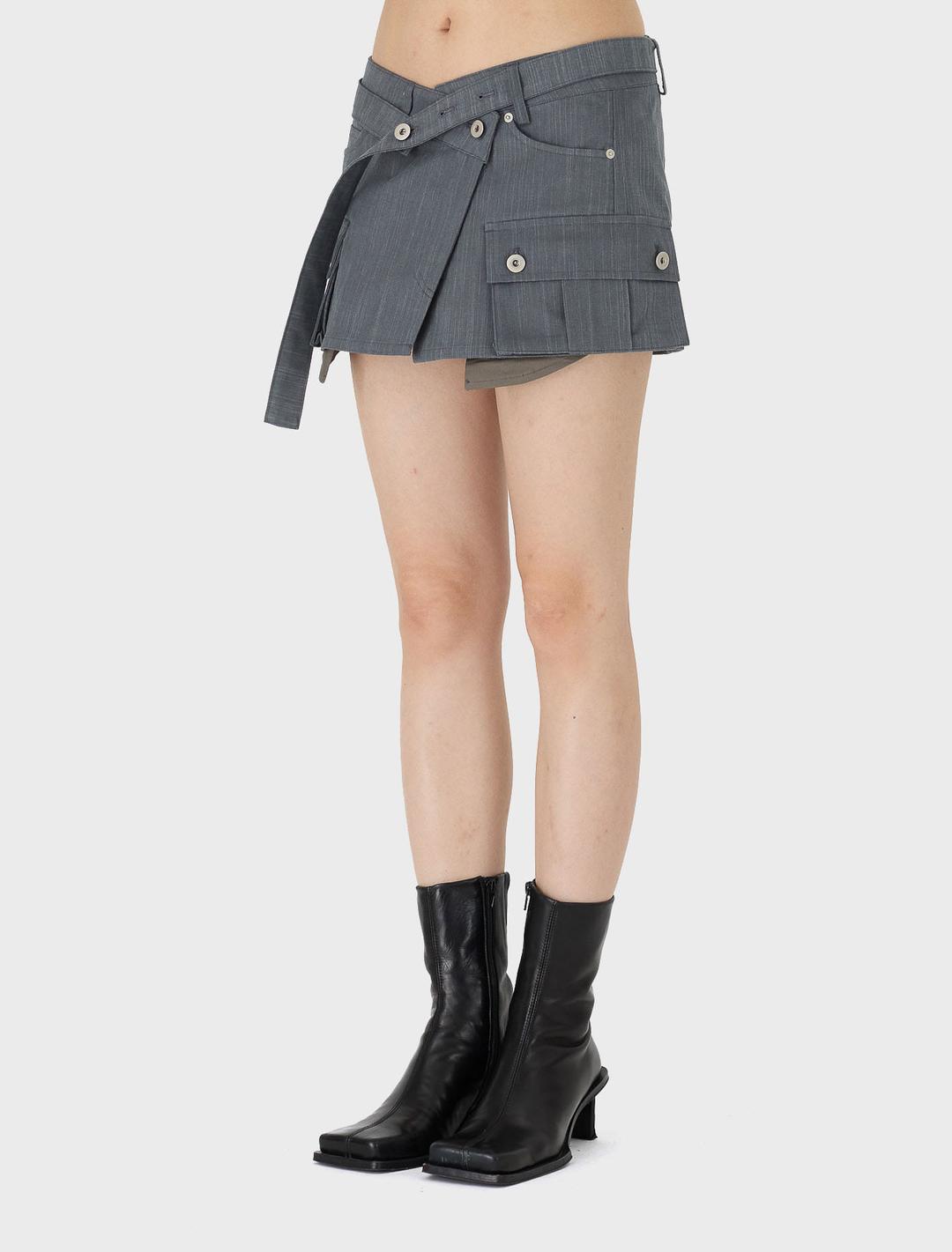 2000아카이브스 마이크로 랩 카고 스커트 그레이 - empty