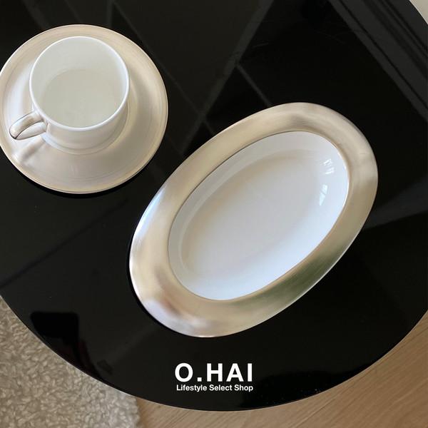 [트위그뉴욕] 은빛 실버 슬로우 오발 디쉬