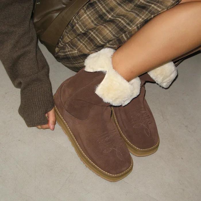 Dody 도디 웨스턴 스티치 시어링 퍼부츠 - 3colors