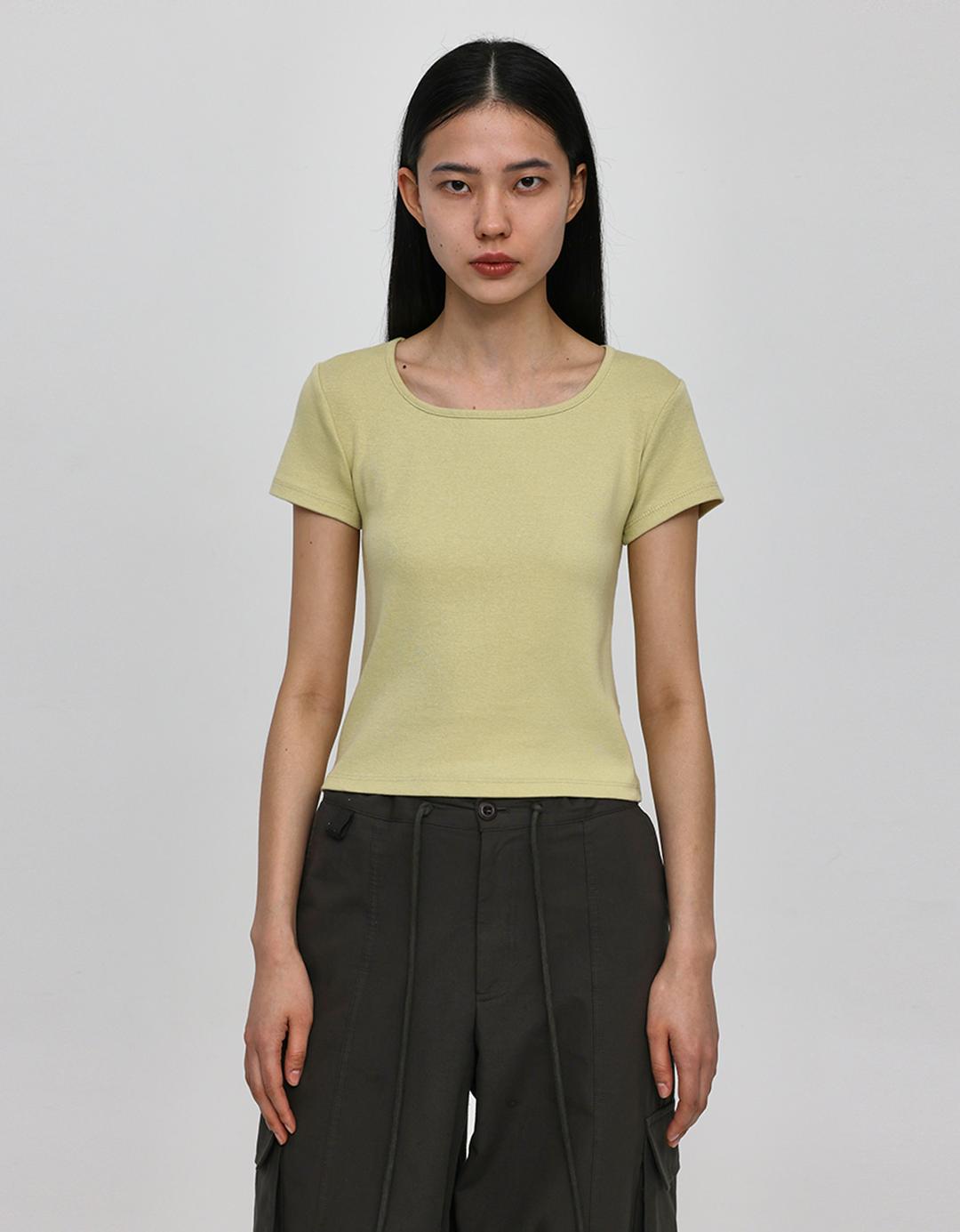 [B-BASIC] 소프트 유넥 크롭 반팔티