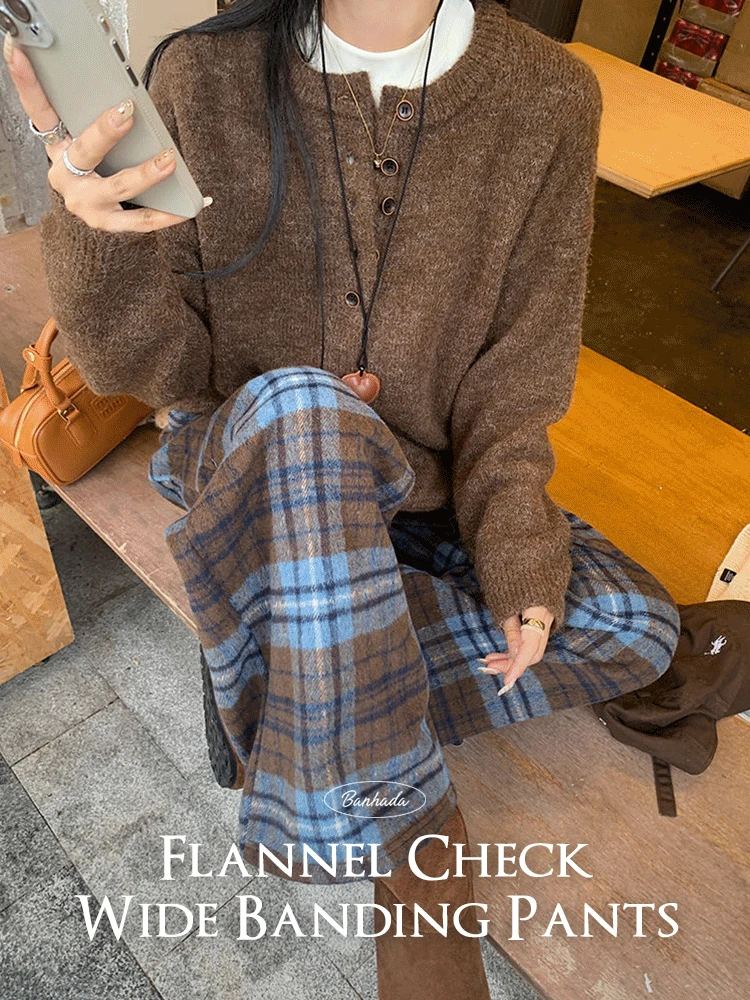 플란넬 체크 밴딩팬츠