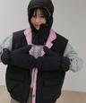 Reversible boxy Puffer vest (Black-Pink)