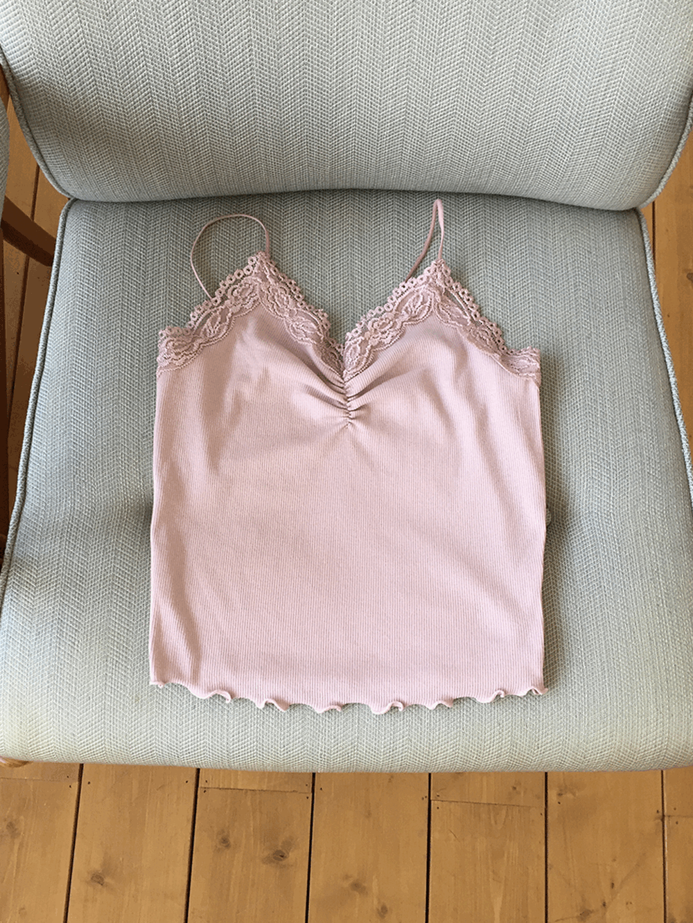 하우유 멘디 레이스 셔링 크롭 끈나시 (2c)