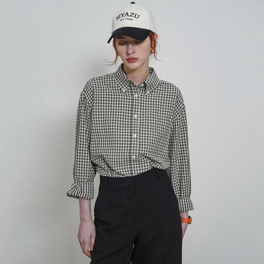 SITP5176 루즈 핏 클래식 체크 셔츠_Black check