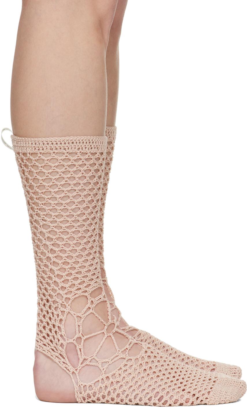 SSENSE Exclusive Beige Crochet Socks