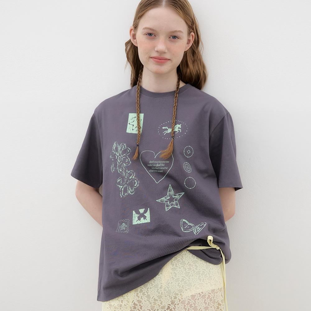 Drawing Diary Oversized T-shirt - Charcoal