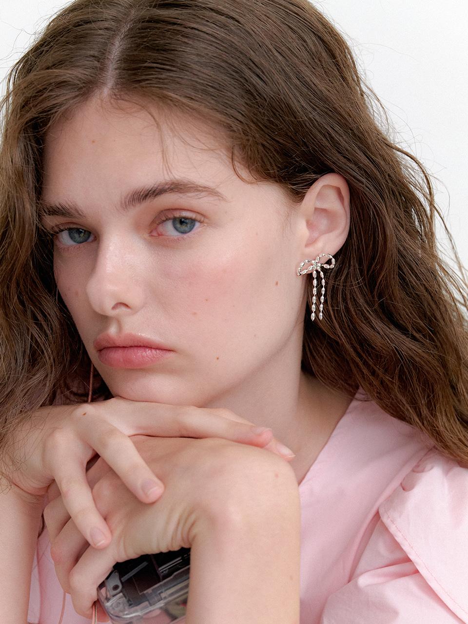 vintage ribbon drop earring_2color JE046